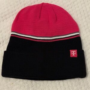 Reversible Pink and Black Beanie Hat With T-Mobil Logo